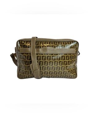 Fendi Olive Brown FF Logo Messenger Bag